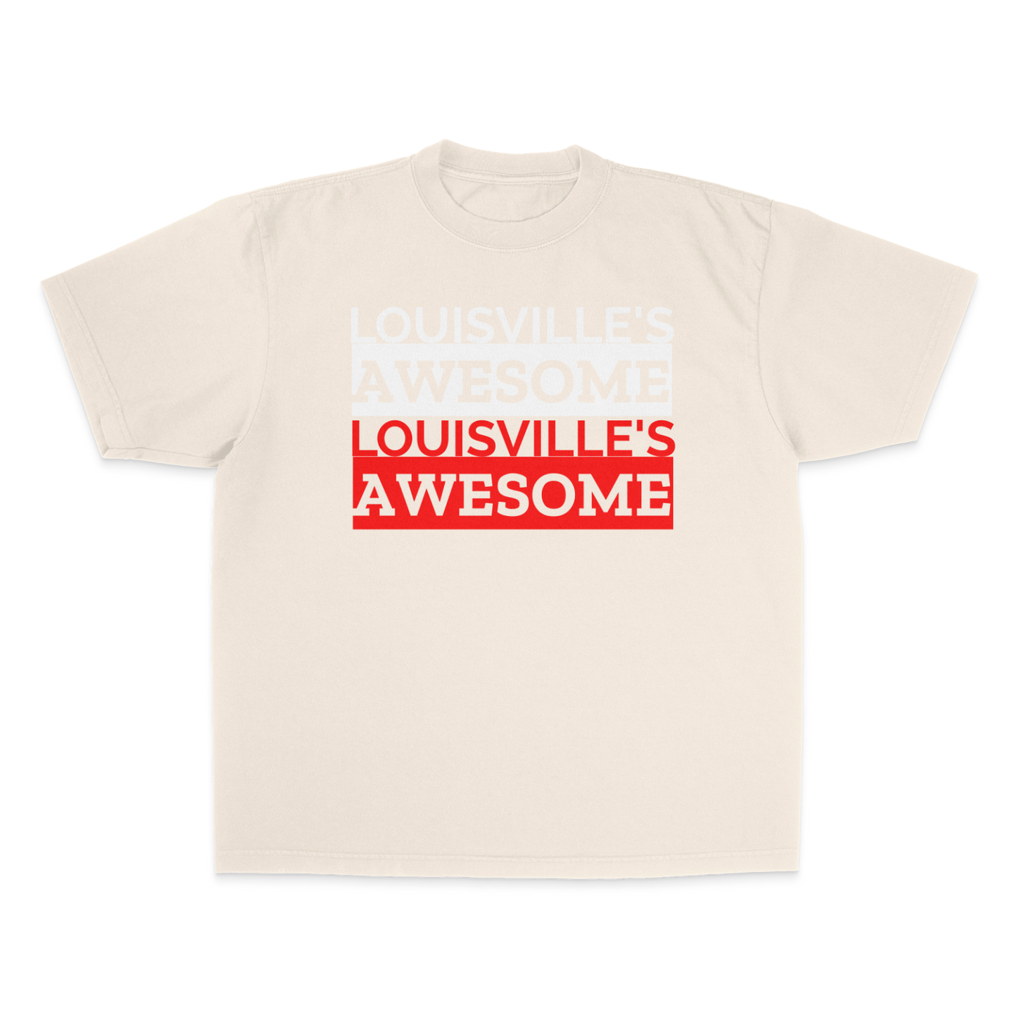 Louisville's Awesome 1st Gen 2.0 WHITE/RED. Garment Dye Max Heavyweight Shirt